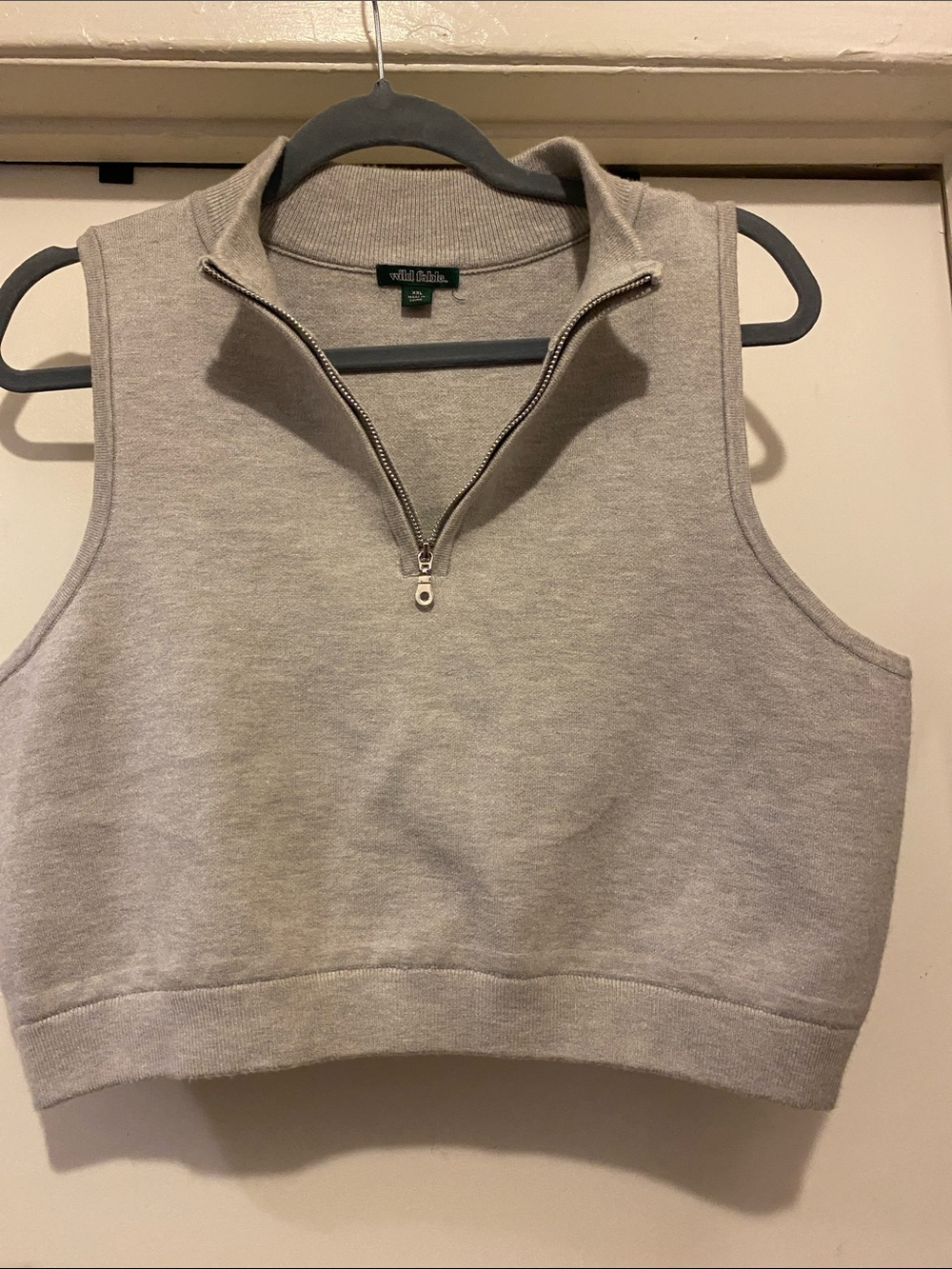 wild fable Heather Gray Zip-Front Cropped Tank